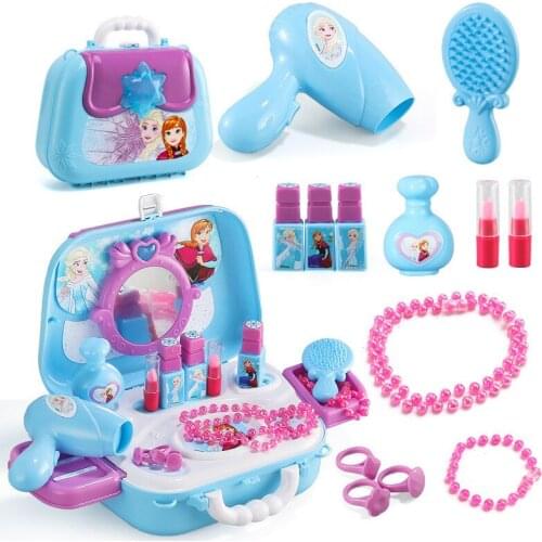 Disney Princess Frozen 2 Elsa Anna Handbag Makeup Toy Set Kids Beauty Pretend Play Toys Gift Box For Girl