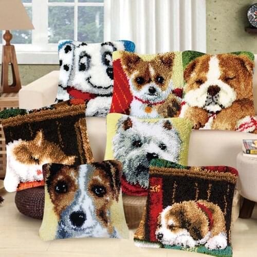 Animal Series Latch Hook Rug Kits Unfinished Embroidery Material Hand Knitted Embroidered Pillow Latch Hook Beginner DIY Supply
