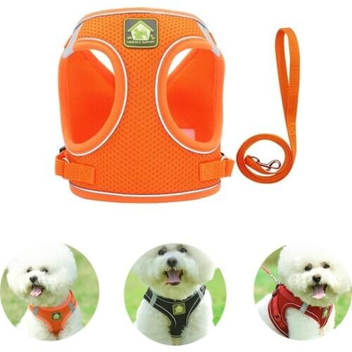 Reflective New Pet Breast Strap for Puppy Dog Cat Harness No Pull Mesh Breathable Harness Leash Set for Chihuahua Dog Supplies