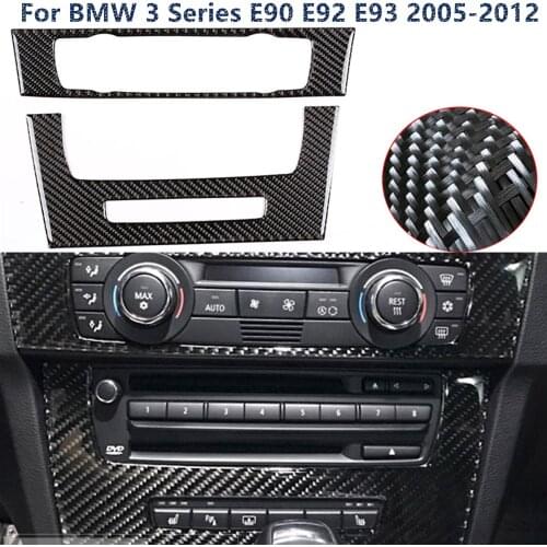 Auto Car Carbon Fiber Console CD & AC Panel Cover Trim For BMW 3 Series E90 E92 E93 2005-2012
