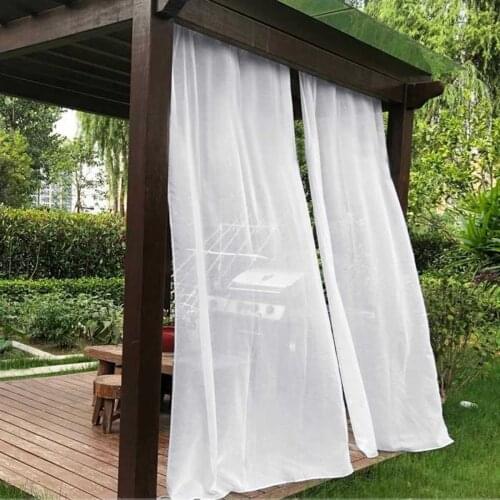 Outdoor Curtain for Patio Detachable Top for Easy Hanging Waterproof Outside Porch White Sheer 150 x 180cm protect privacy
