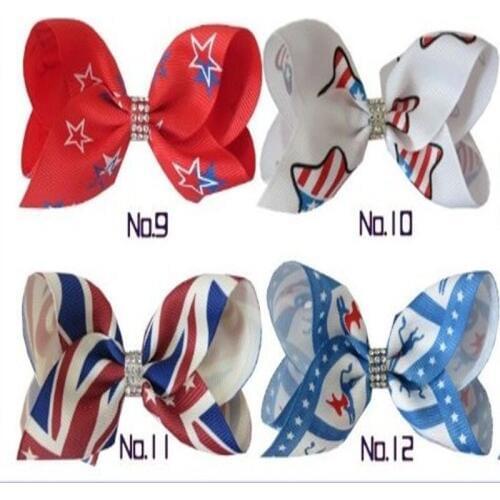 2017 new 200 BLESSING Good Girl Boutique 3.5" ABC Hair Bow Clip National Flag Accessories