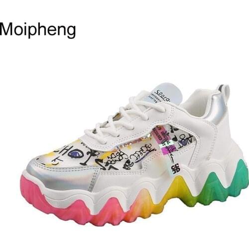 Moipheng 2021 NEW Women Chunky Sneakers Platform Autumn Shoes Sequined Casual Bling Female Red Dames Dad Shoe Zapatillas Mujer
