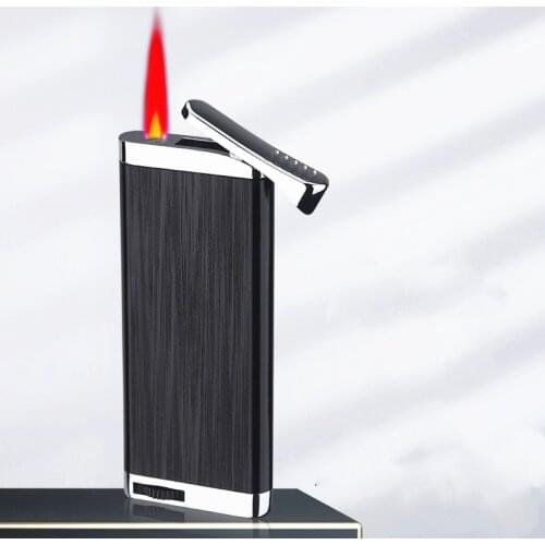 New Ultra-thin Windproof Gas Lighter Butane Inflated Torch Lighter Jet Compact Metal Cigar Cigarette Lighter Gadget For Men Gift