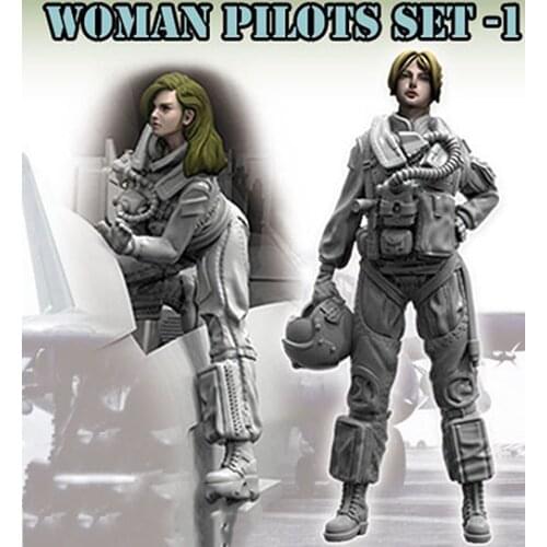 New Unassembled 1/32 54mm -Modern Woman Pilot Set Resin Figure Unpainted Model Kit