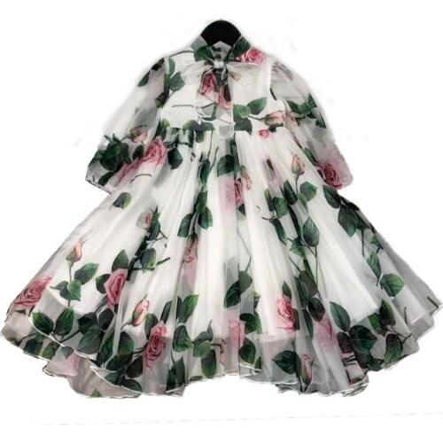 Princess Floral 3D girls Dress Kid Baby Girl Birthday Party Princess Wedding Cosplay Rose Flower Chidlren Dress