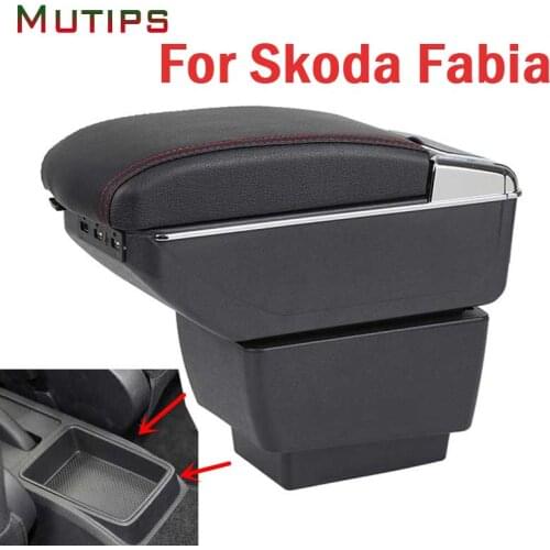 Mutips for Skoda Fabia armrest box leather arm rest styling center console accessories interior parts rotatable auto 2015-2017