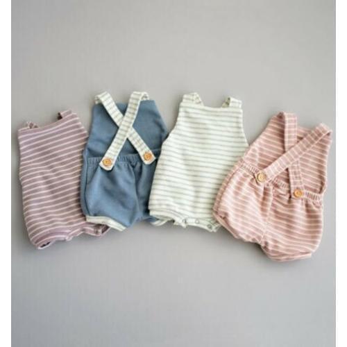 Casual Baby Boy Girls Striped Romper Summer Toddler Cute Sleeveless Backless Rompers Jumpsuits Trousers Kid Newborn Clothes