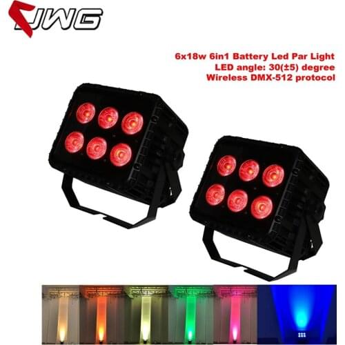 Free Shipping 2pcs/lot Led Par Battery Floodlight 6x18W Led Spotlight Battery Wifi Par Led RGBWA UV Wifi Uplight For Weddings