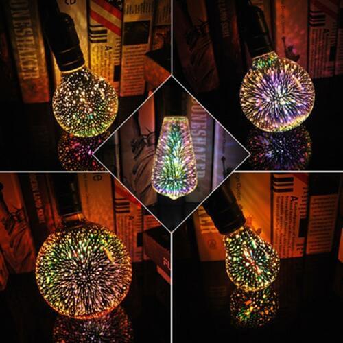 3D Star Fireworks Effect Night light LED Lamp E27 AC85V-265V Edison LED Bulb A60 ST64 G80 G95 G125 Home Decoration Lighting