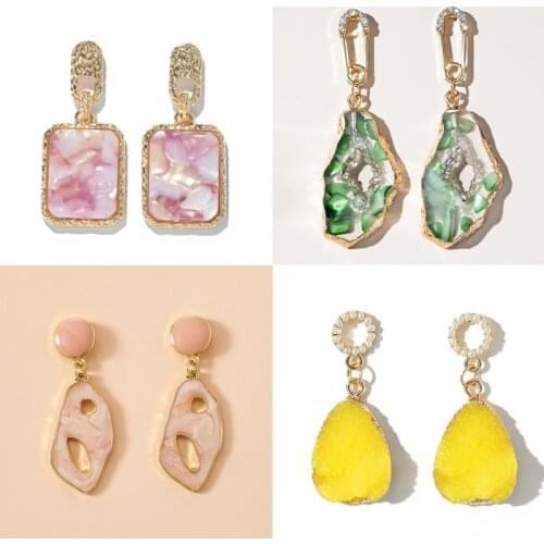 Tocona Luxury Colorful Rhinestone Drop Dangle Earrings for Women 2020 Charming Irregular Geometric Party Jewelry Accessories