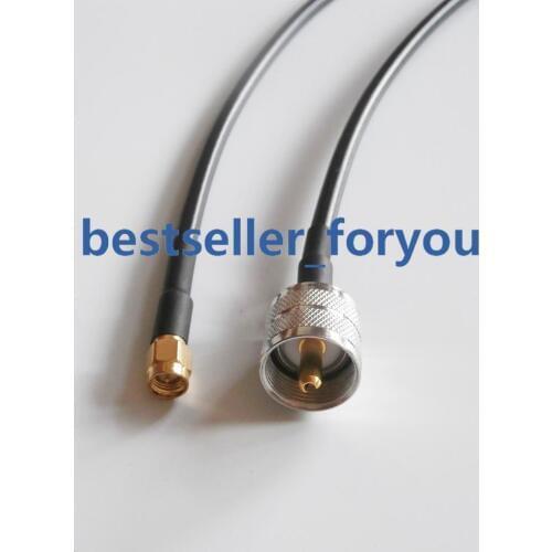 UHF PL259 male to SMA male jack center straight crimp RG58 cable jumper 10feet