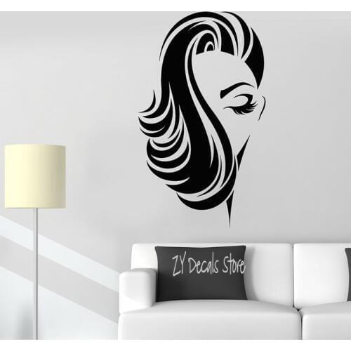 Barber Shop Vinyl Wall Decal Girl Face Lady Beauty Hair Salon Hairstyle Sticker Removable Art Mural For Bedroom Living Room L676