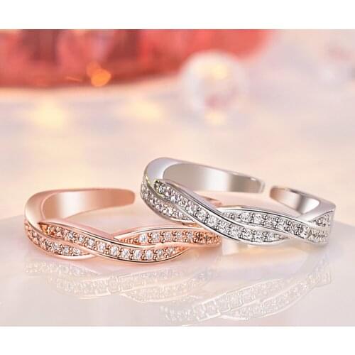 Twist Classical Cubic Zirconia Wedding Engagement Ring for Woman Girls Austrian Crystals Gift Rings