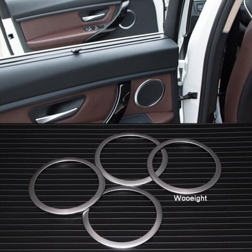 Wooeight 4Pcs ABS Chrome Car Interior Door Stereo Speaker Sound Trim Cover Ring For BMW 3 Series F30 F34 Sedan 2013-2018