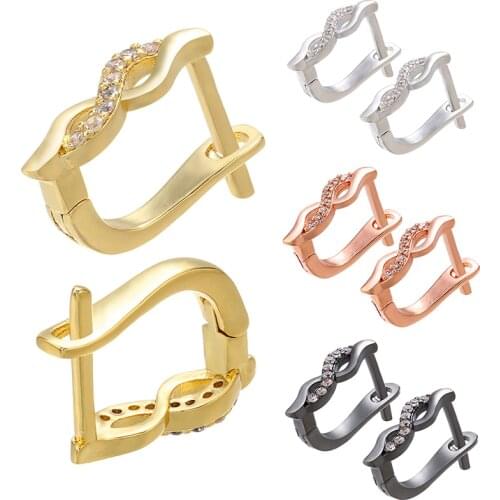 ZHUKOU 13x14mm High Quality Women Brass Crystal Stud Earrings DIY Earrings Accessories Supplies Leverback earrings model: VE118