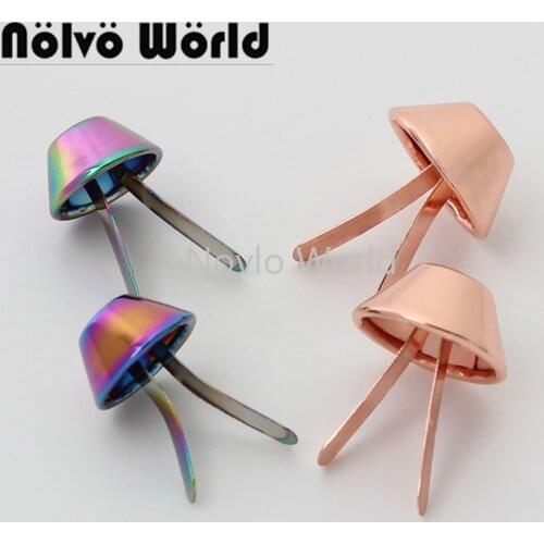 10-50pcs rose gold rainbow 15mm 12mm metal rivets for diy lady handbag decorative studs clothing purse hardware
