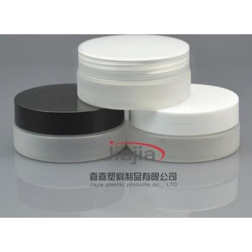 50g Empty clear Frosted Cream Jar with black/white clear PP lid Face Care Foundation Container Makeup Packaging PET Case