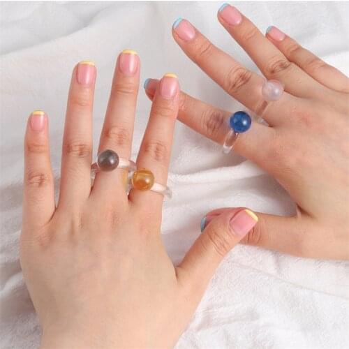 Acrylic Ring 2021 New Colourful Transparent Resin Round Rings for Women Girl Y2K Jewelry Fashion Girlfriend Gifts