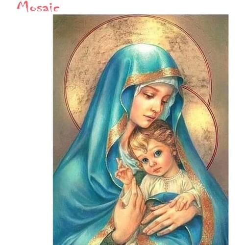Diamond Painting Virgin Mary kids Christian Religion Jesus Christ DIY 3D Diamond Embroidery Maternal Love Child Religious Gifts