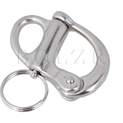BQLZR 3.5cm Stainless Steel Fixed Bail Snap Shackle for Sailing Boat Yacht Silver