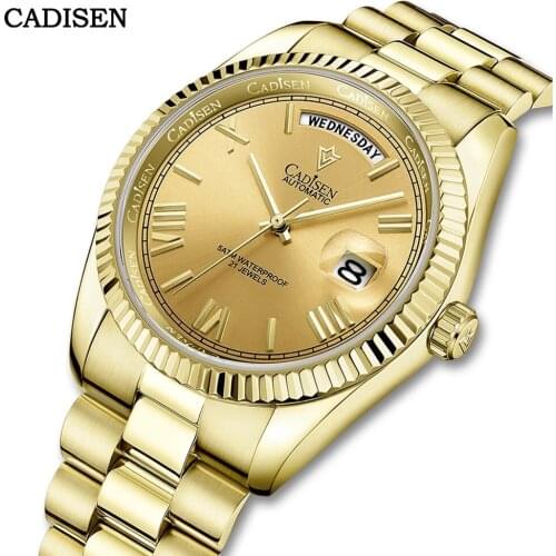 2021 New CADISEN Mens Mechanical Watches top brand luxury automatic watch Stainless Steel waterproof date Clock Reloj Hombre