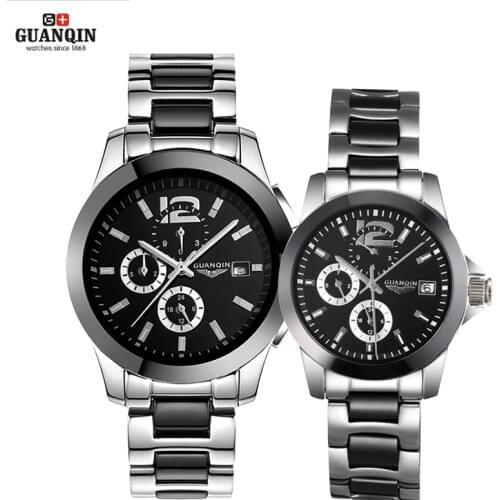 GUANQIN Ceramics Couples Lovers' Watches Multifunction Waterproof Automatic Mechanical Watches Men Women Sport Luminous Clock