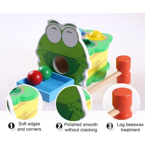 Wooden Beat Frog Children Exercise Hand-eye Coordination Puzzle Beat Toy