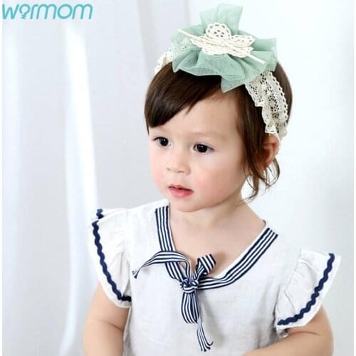 Aarmom Net Yarn Flower Bow Lace Baby Headband Baby Headdress Photo Accessories Hair Accessories