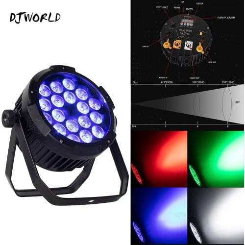 DJWORLD 18 Waterproof Four-in-one Cast Aluminum Par RGBW UV Light Strobe Suitable For Disco DJ Music Party Dance Floor Bar Atmo