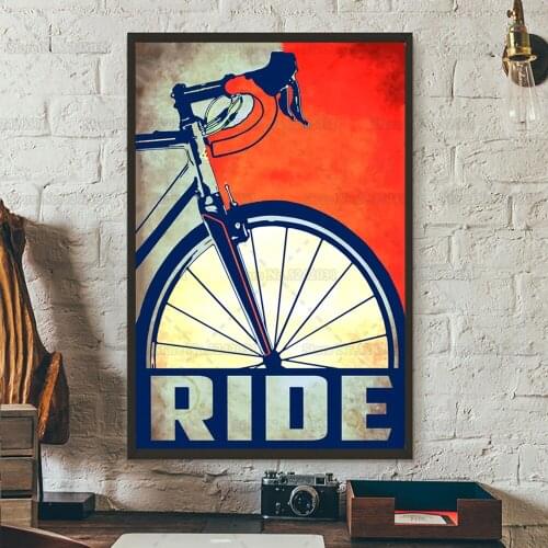 Riding Vintage Bicycle Poster Retro Cycling Bike Canvas Painting Racer Bike Bicycle Wall Art Decor