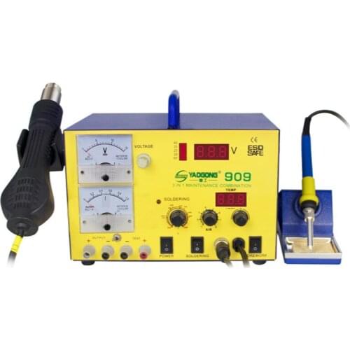 YAOGONG 909 15V electric iron 3 in 1 digital display adjustable constant temperature hot air gun disassembling welding platform