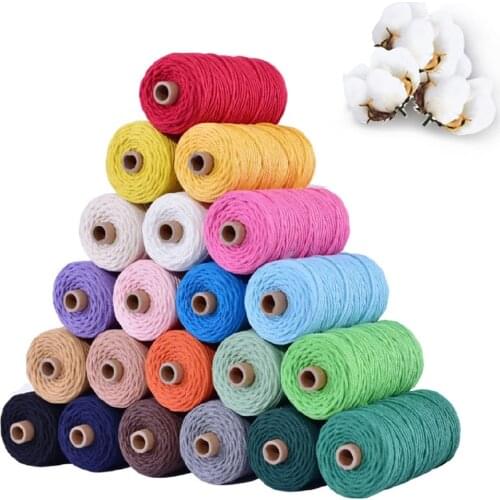 Cotton Cord Colorful Cord Rope Macrame String DIY Home Textile Wedding Decorative thread supply 3mm 110yards