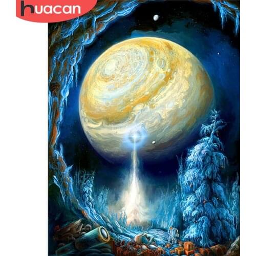 HUACAN 5D DIY Diamond Painting Space Planet Needlework Diamond Embroidery Landscape Mosaic Art Rhinestone Home Decor