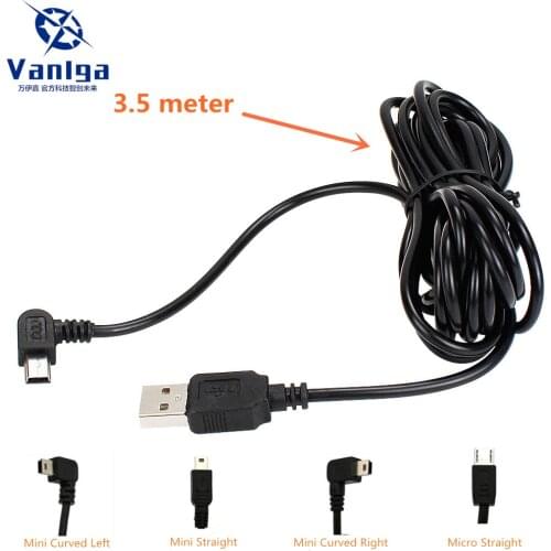 Car Charging Curved mini / micro USB Cable for Car DVR Camera Video Recorder / GPS / PAD / Mobile, Cable length 3.5m ( 11.48ft )