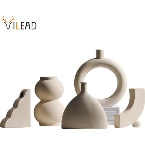 VILEAD Ceramic Plain Embryo Vase Nordic Simple Flower Pot Balcony Office Ornaments Living Room Desktop Decoration Home Decor