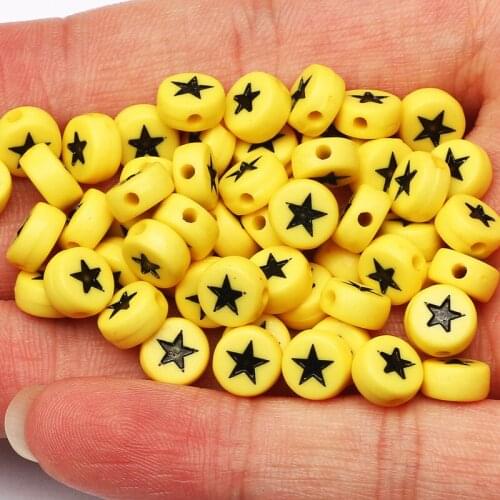 100-500pcs ​Star Pattern Spacer Beads Yellow 4x7mm Round Loose Acrylic Beads For Jewelry Making DIY Necklace Bracelet Accessory