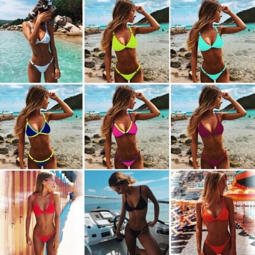 Bikini 2021 New Summer Solid Bikini Set Low Waist Swimwear Women Brazilian Bathing Suit Sexy Swimsuit Female Brazilian Biquini