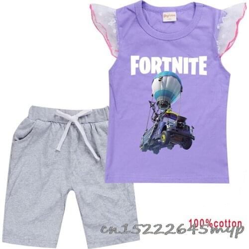 Fortnite Summer 3D Childrens Suit Clothes Boys Girls Suit T-shirt + Shorts Fun Casual O-neck Clothes 2-16T
