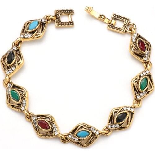 Megin D Vintage Mixed Colors Geometric Modeling Copper Bracelets for Women Lover Mother Friend Fashion Design Gift Jewelry