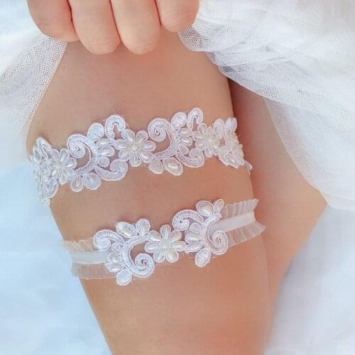 Wedding Lace Garters Embroidery Floral Sexy Garters For Women/Bride Thigh Ring Bridal Leg Garter Bow Suspender Harness