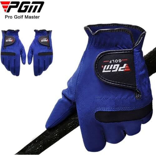 PGM Men Blue Microfibre PU Golf Gloves Mens Left & Right Hand Sport Gloves Sweat Absorbent Microfiber Cloth Soft Breathable