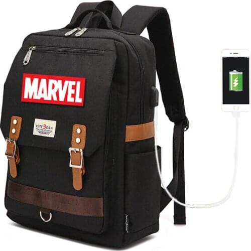 MARVEL fashion men Computer backpack USB Charging backpack Oxford cloth waterproof bookbag mochila Large capacity schoolbag