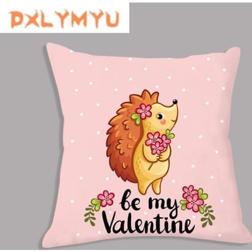 Nordic Soft Cushion for Sofa Fox Raccoon Hedgehog Printed Decorative Cushion Animals Pillowcase Throw Pillow Plush Pillow