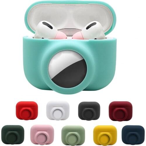 2-in-1 Earphones Protective Sleeve Tracker Protector Airtag Multifunctional Simple Design Silicone Anti-lost for Airpods