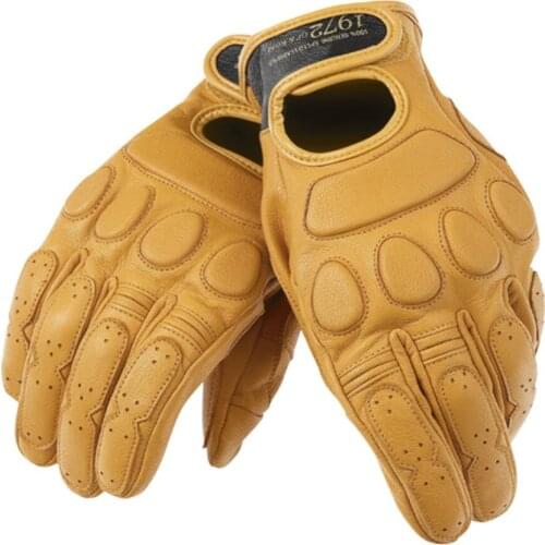 2018 New arrival vintage Leather Urban Retro Glove Motorbike Gloves Yellow Off-road
