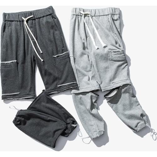 Autumn Men Pants Hip Hop Detachable Splice Joggers Pants 2019 New Male Trousers Mens Zipper pocket Casual Pants Loose Sweatpants