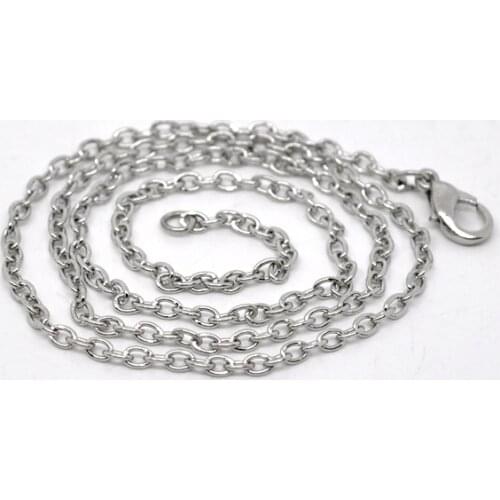 DoreenBeads 12pcs dull silver color Lobster Clasp Link Necklaces Fashion Chain Necklaces 18" (B12718)