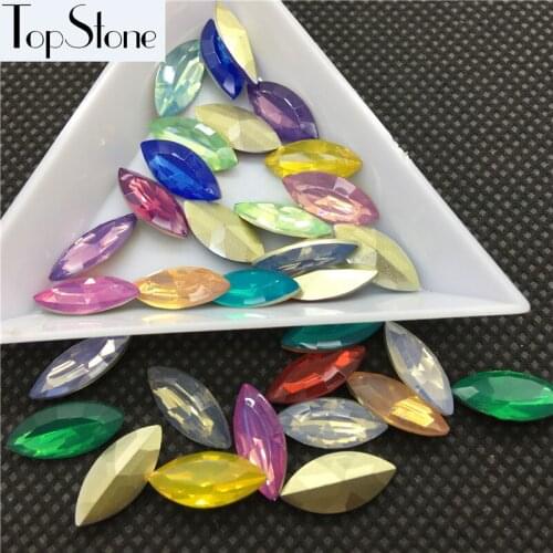 Resin Opal Colors 5x10,7x15,9x18mm Navette Opal Fancy Stones Pointback Marquise New Resin Acrylic Beads Jewelry accessories