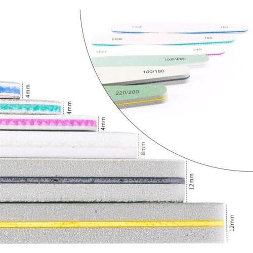 Hot 100set/lot 6pcs/set Nail Buffer File Block Polisher Washable Double Sided Emery Boards 100/150/180/220/240/280/1000/4000